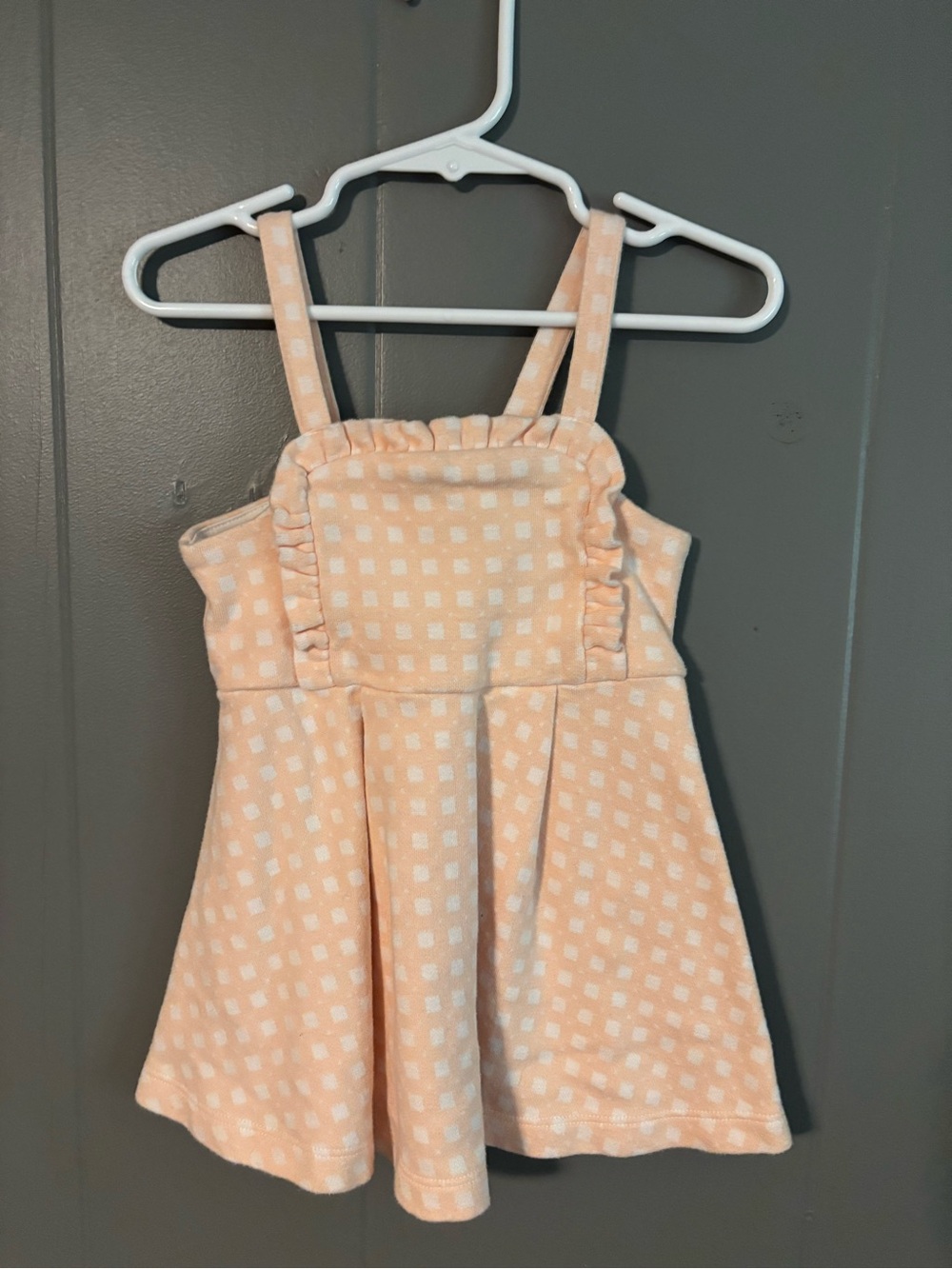 Janie and Jack Peach and White Check Sundress